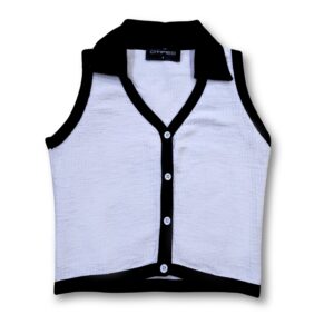 Black and white knit vest
